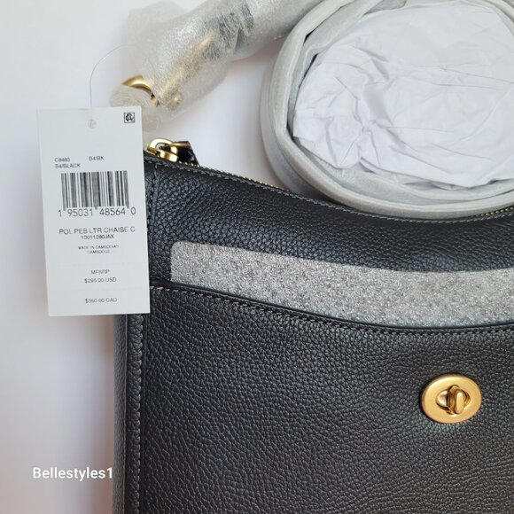 COACH Chaise Pebbled Leather Crossbody Bag- Black color ⭐ - Picture 16 of 16